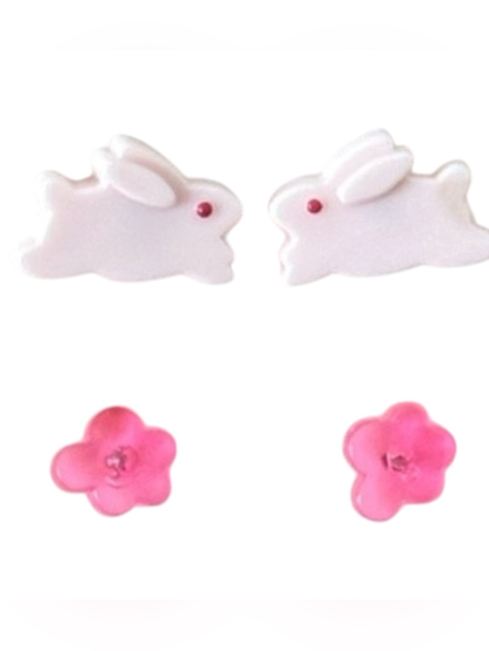Vintage 1990 Avon Springtime Bunny Earrings 2-Pair Set Pastel Easter NIB